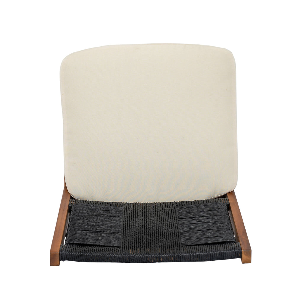 4 Pieces Arly Black Outdoor Bar Stool Solid Acacia Wood and Woven Wicker