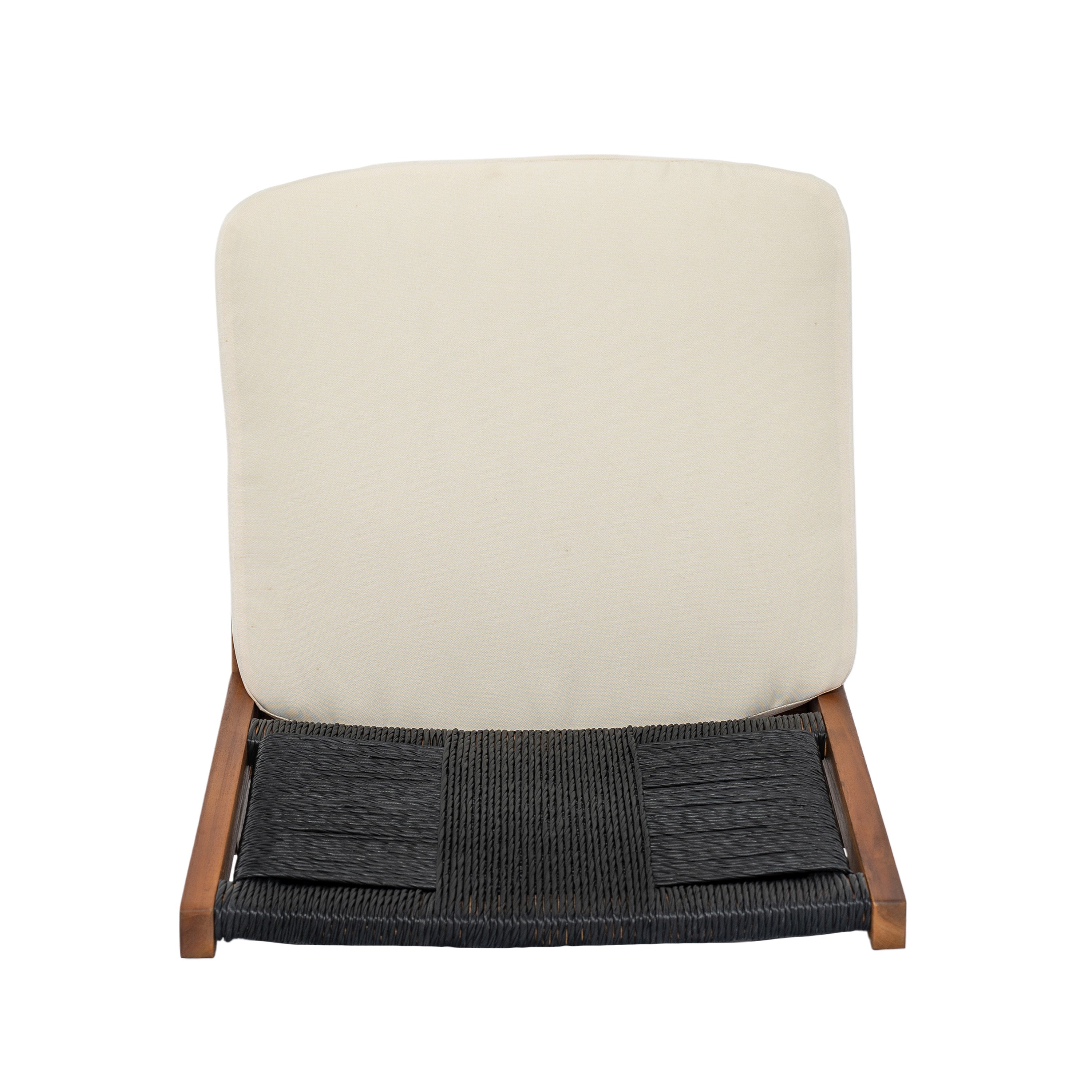 4 Pieces Arly Black Outdoor Bar Stool Solid Acacia Wood and Woven Wicker