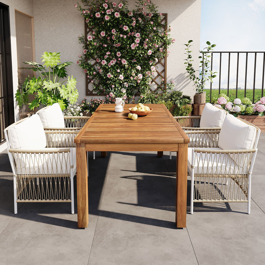 TOPMAX Patio 5pcs Wooden Dining Table Set