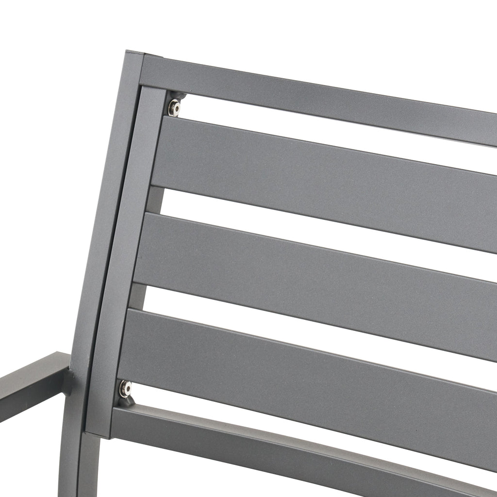 Outdoor Modern Aluminum Dining Chair (Set of 2), Gun Metal Gray