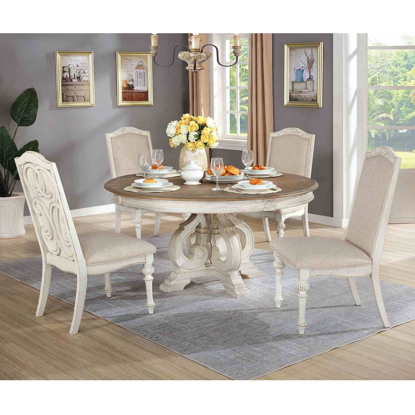 Elegant Dining Set Round Table And Side Chairs