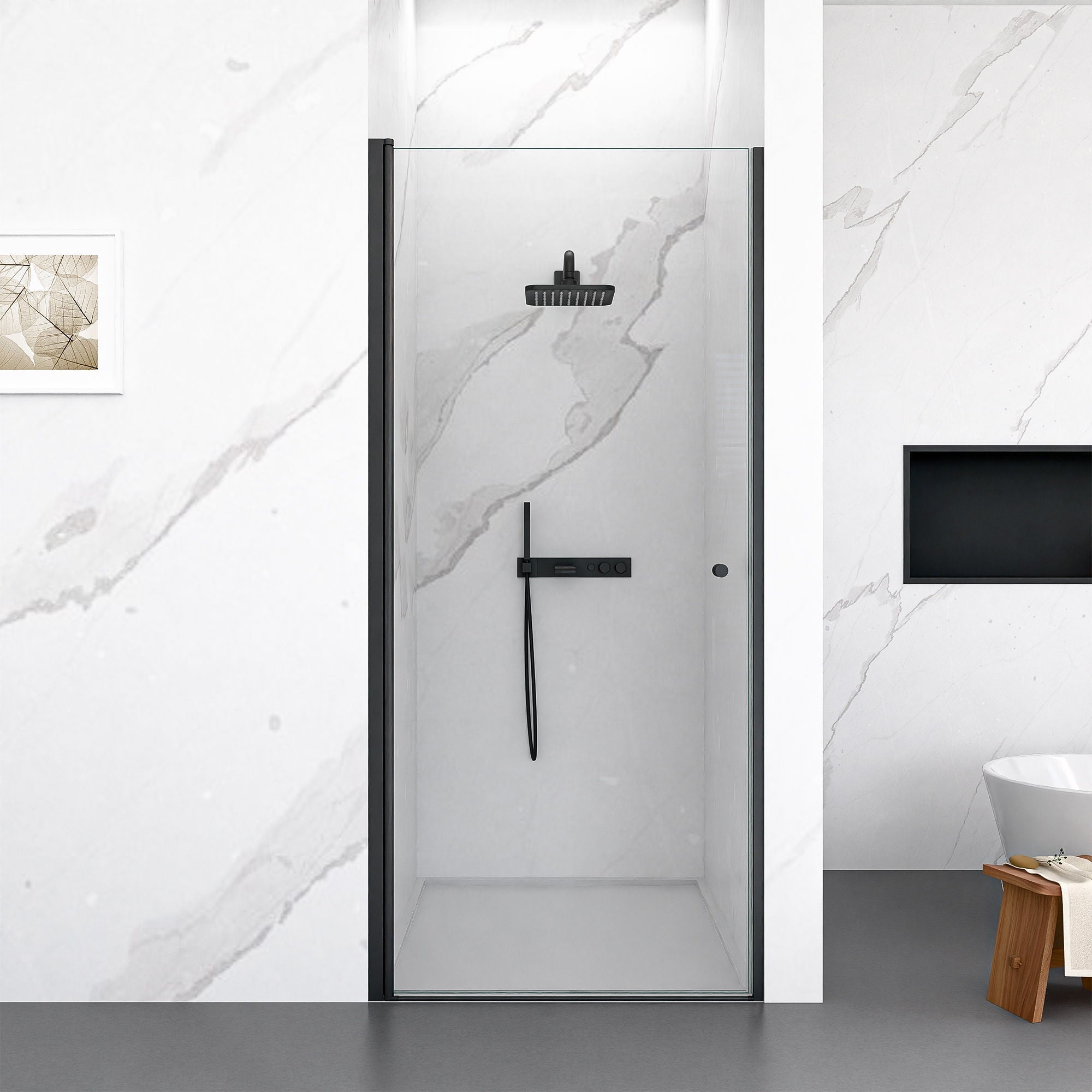 Semi Frameless Circular Pivot Shower Door with 1/4" Tempered Glass