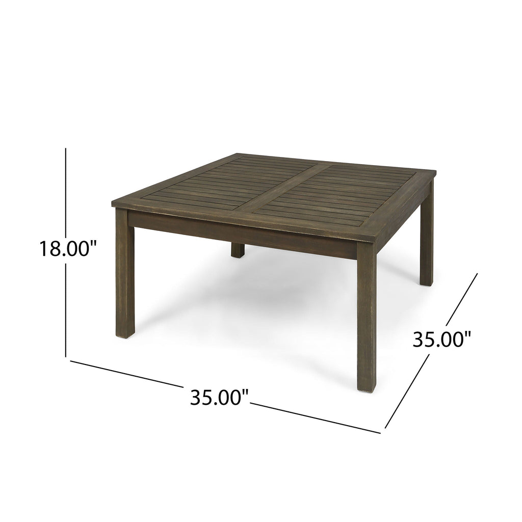 Perla Rustic Square Coffee Table with Block Legs