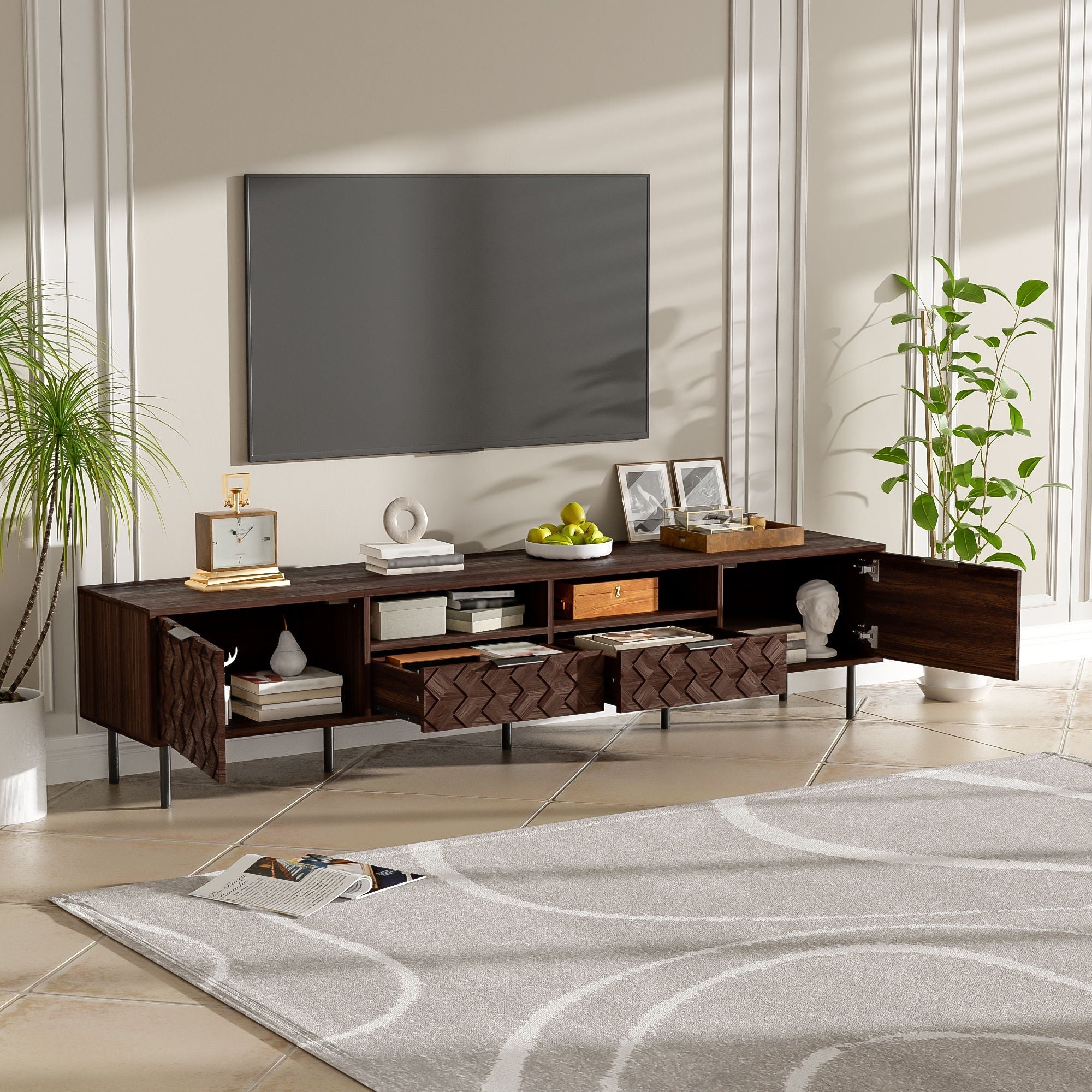 TV Stand For TVs Up To 85" With Closed Storage - Walnut