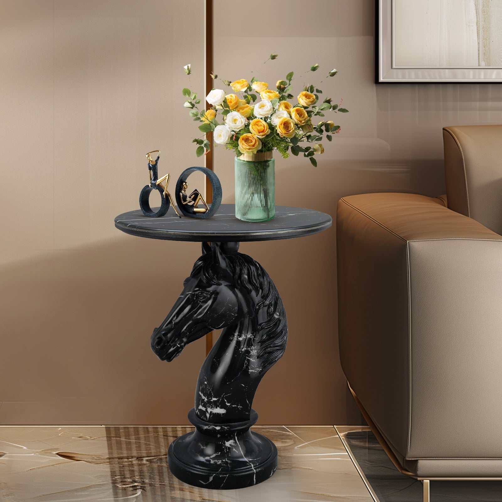 Horse Head Accent Table Animal Statue End Table
