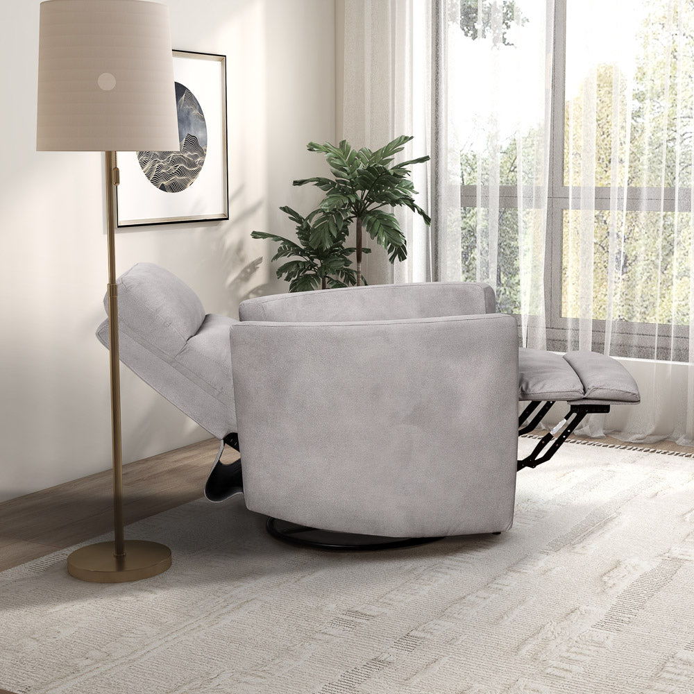 Lawson - Swivel Glider Suede Recliner Chair - Latte