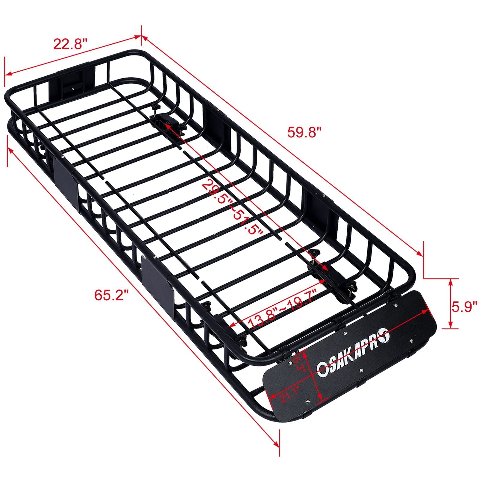 Motoring Rooftop Cargo Carrier Basket Steel Universal Fit Roof Rack