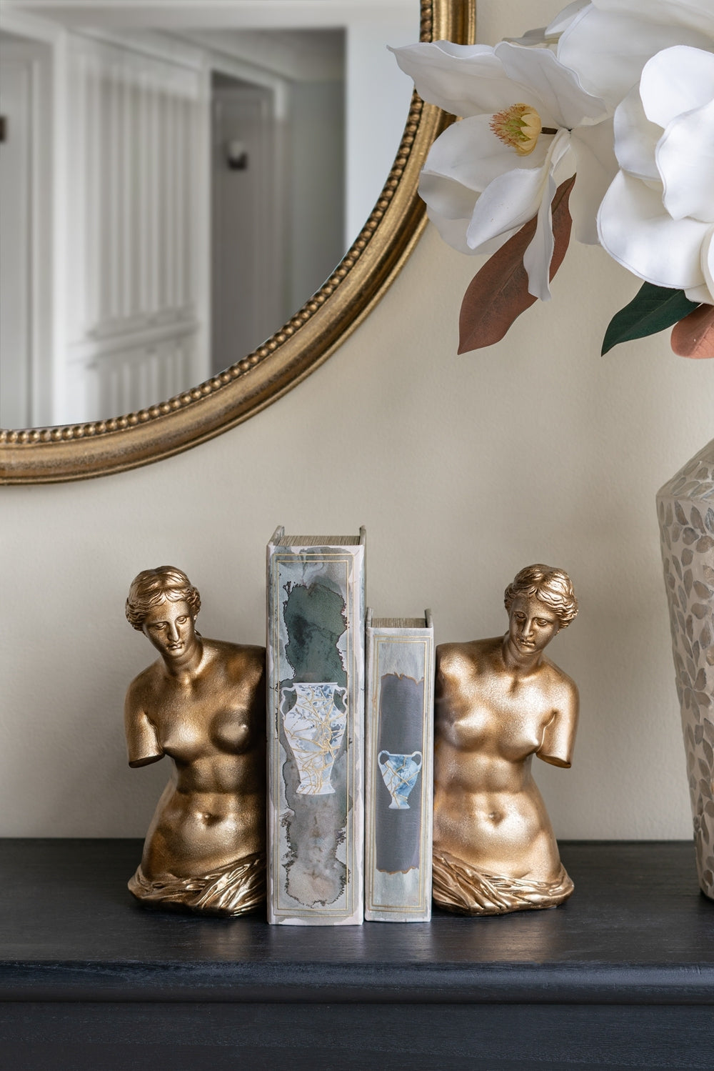 Set of 2 Venus de Milo Bust Bookends with Gold Finish
