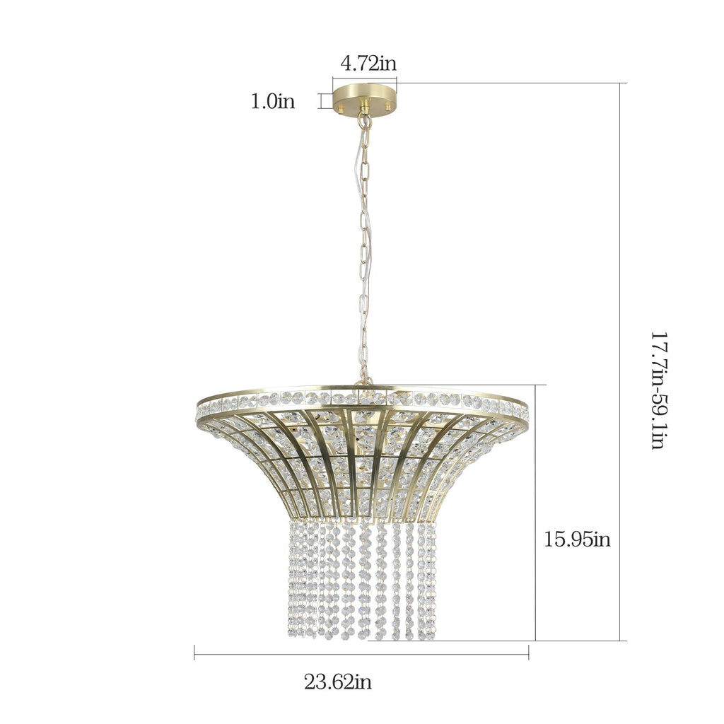 8-Light 23.6' Wide Crystal Waterfall Chandelier
