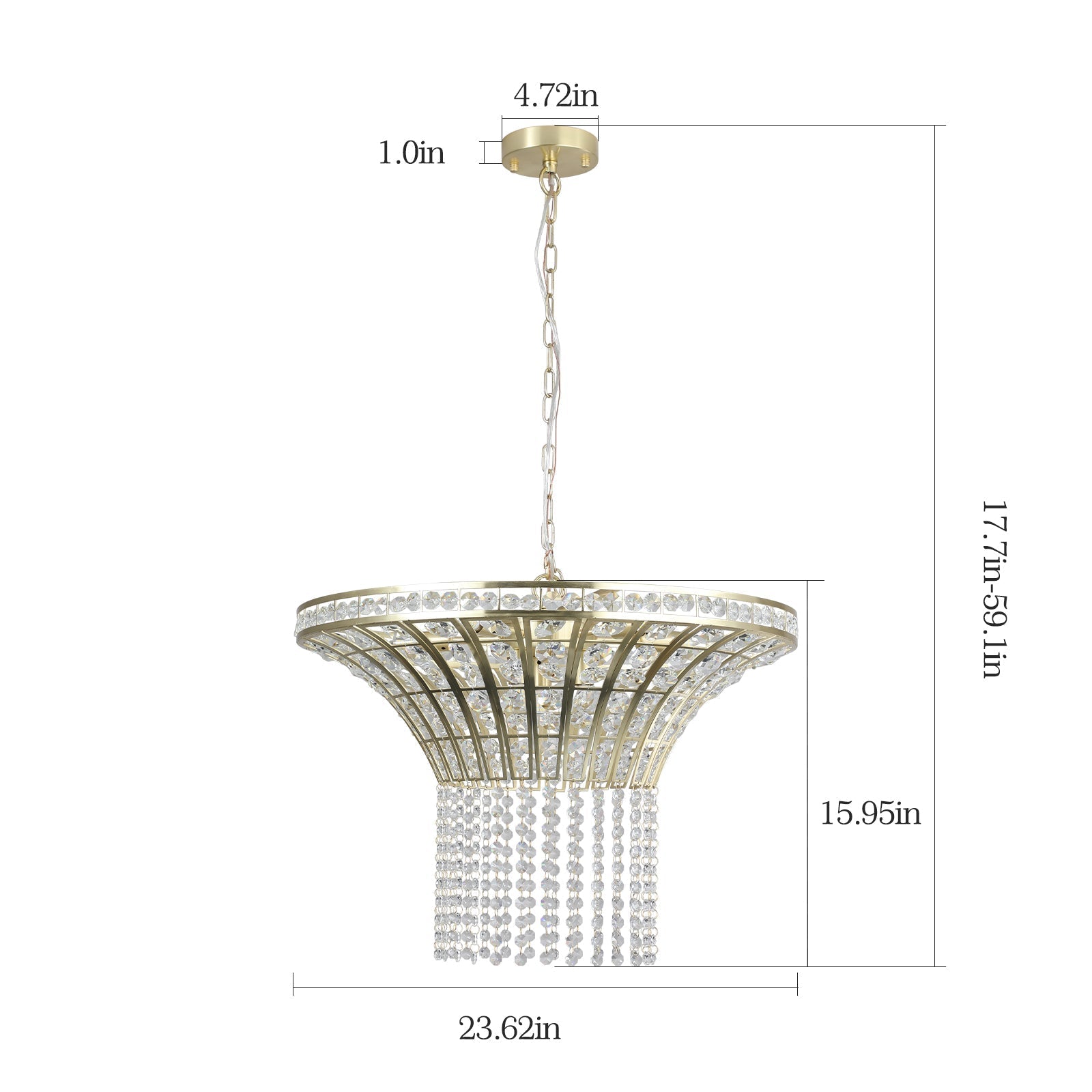 8-Light 23.6' Wide Crystal Waterfall Chandelier