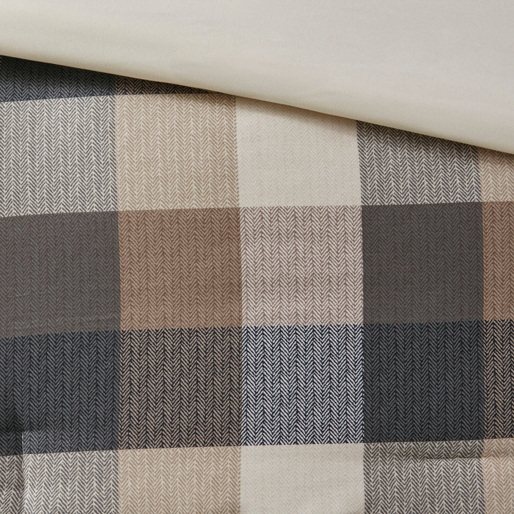7 Piece Herringbone Comforter Set Neutral Queen