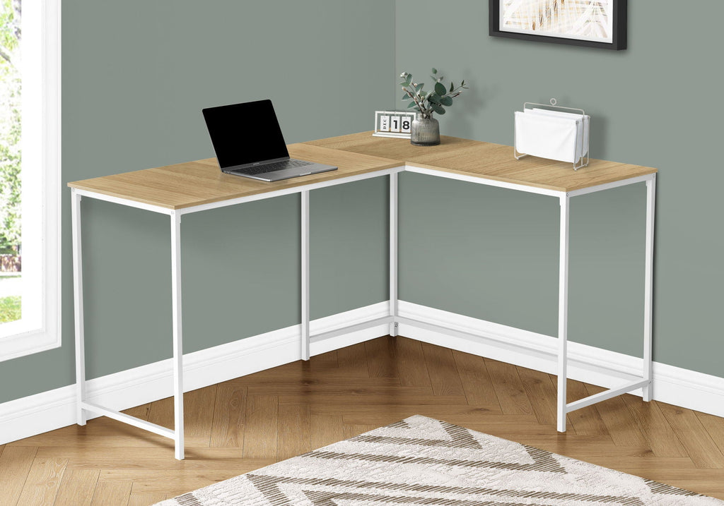 L-Shaped Corner Computer Desk with Contemporary Marble Look