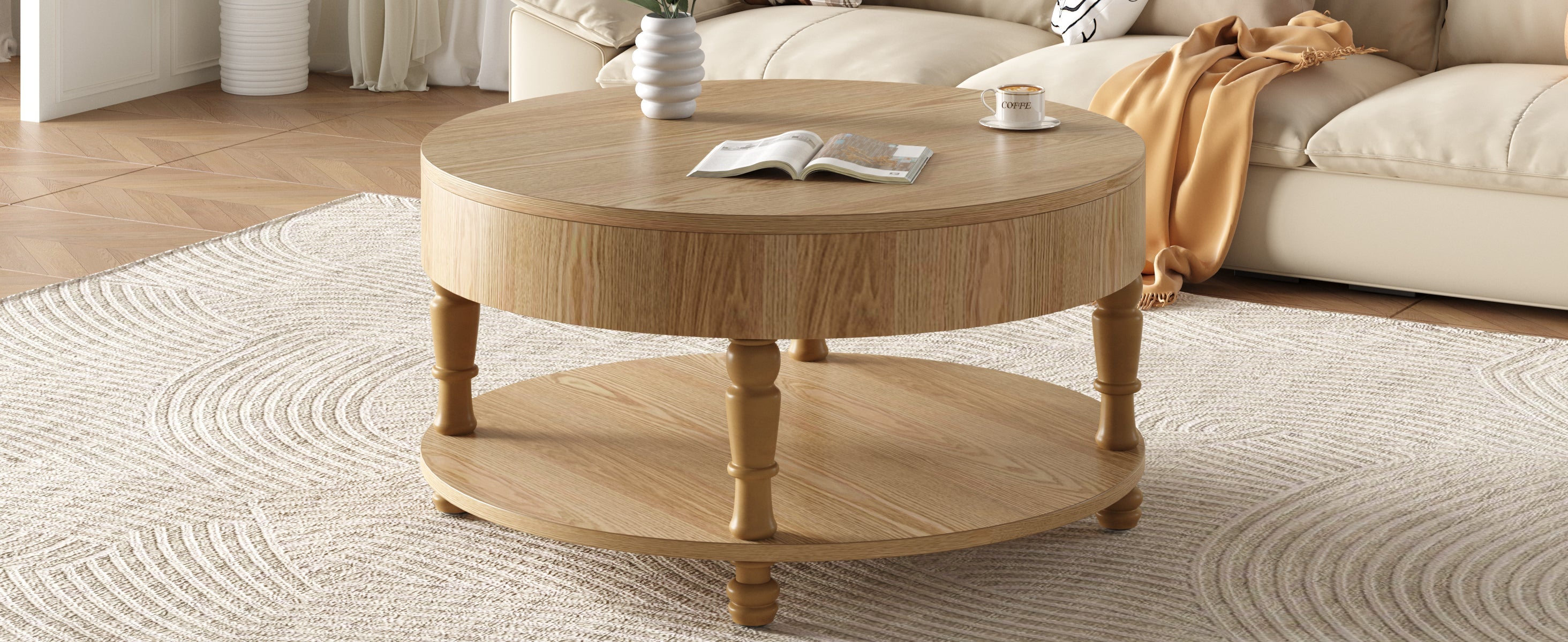 Coffee Table with Dual Storage for Living Room