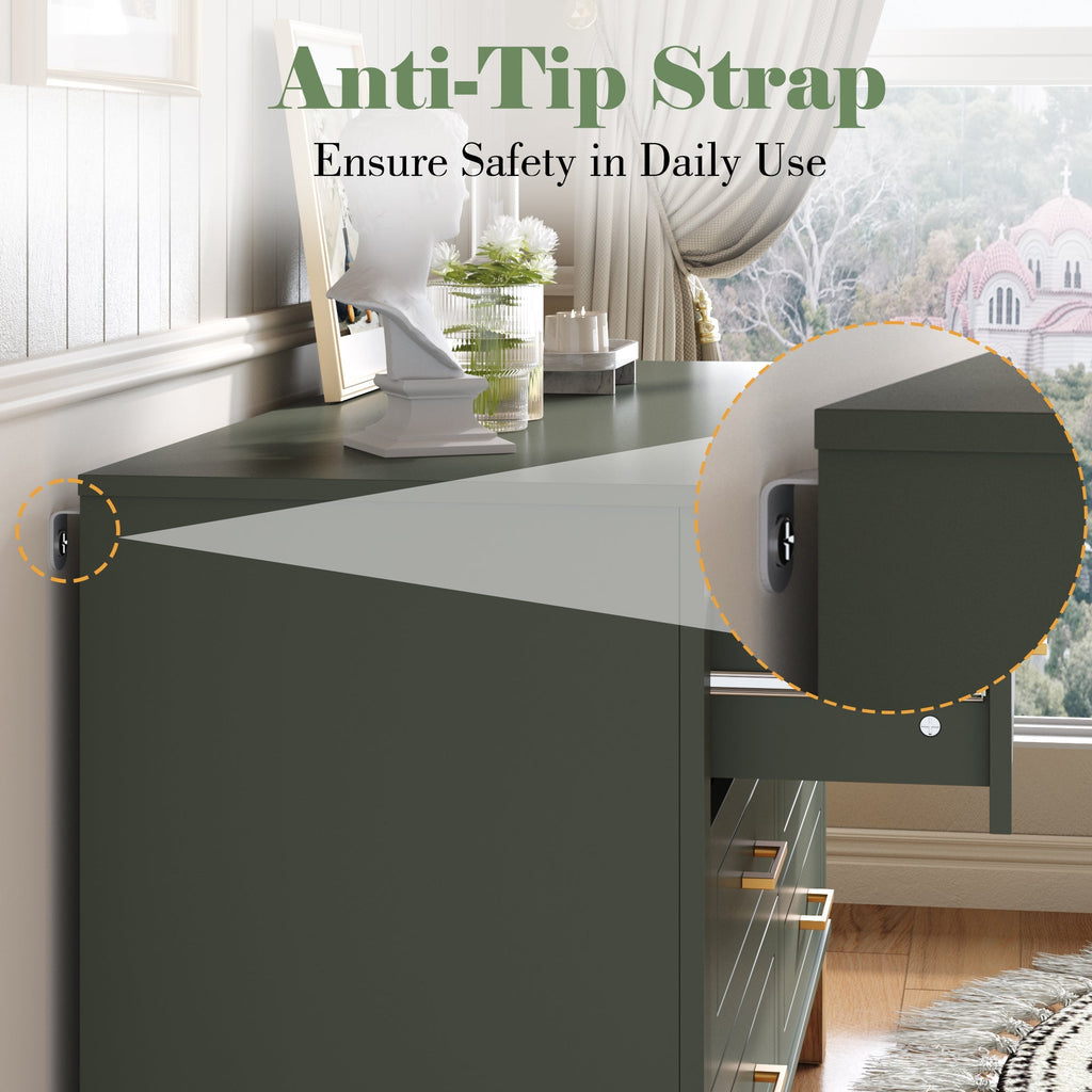 6-Drawer Double Dresser in Olive