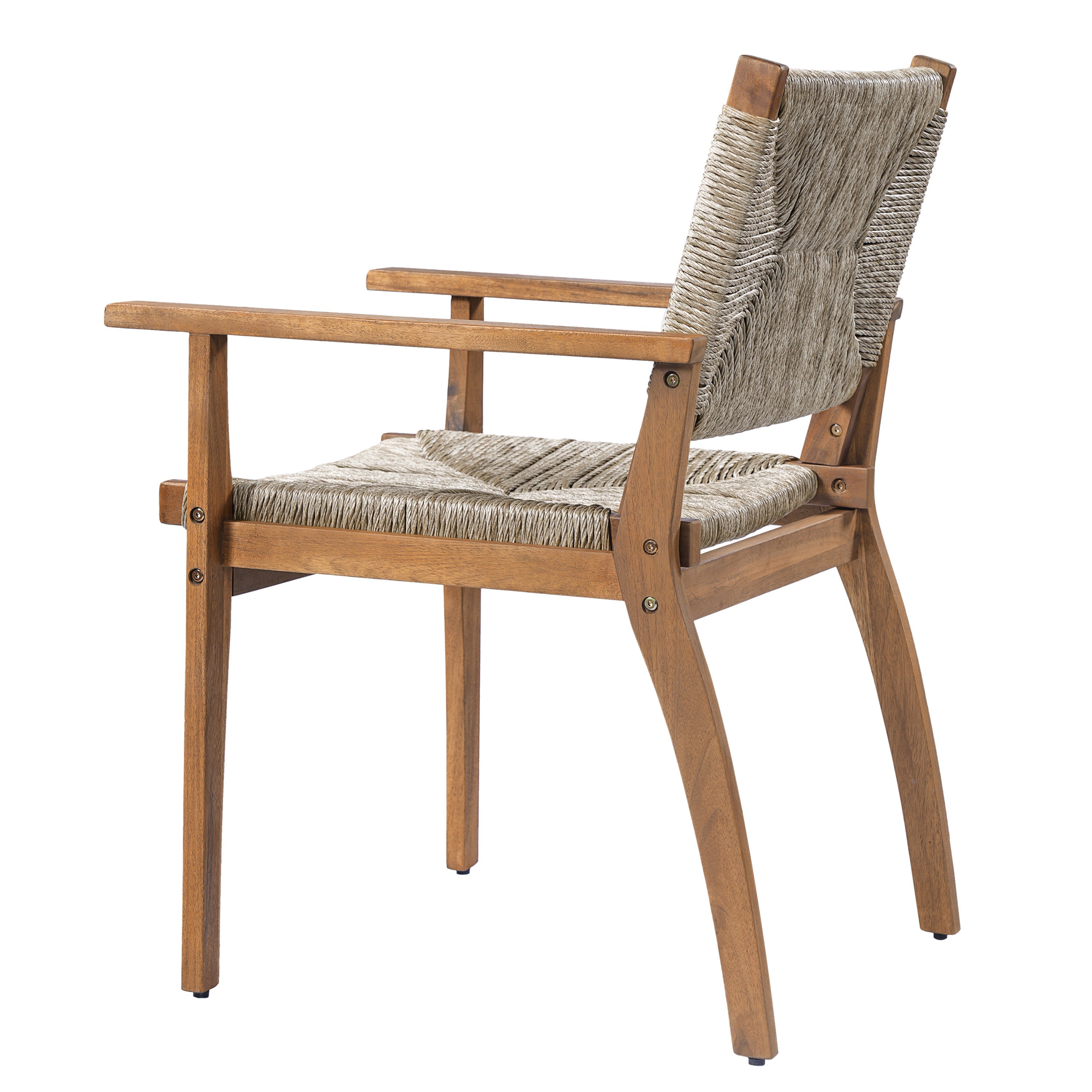 Durable Outdoor Dining Chair Set with Acacia Wood Frame and Wicker Seat