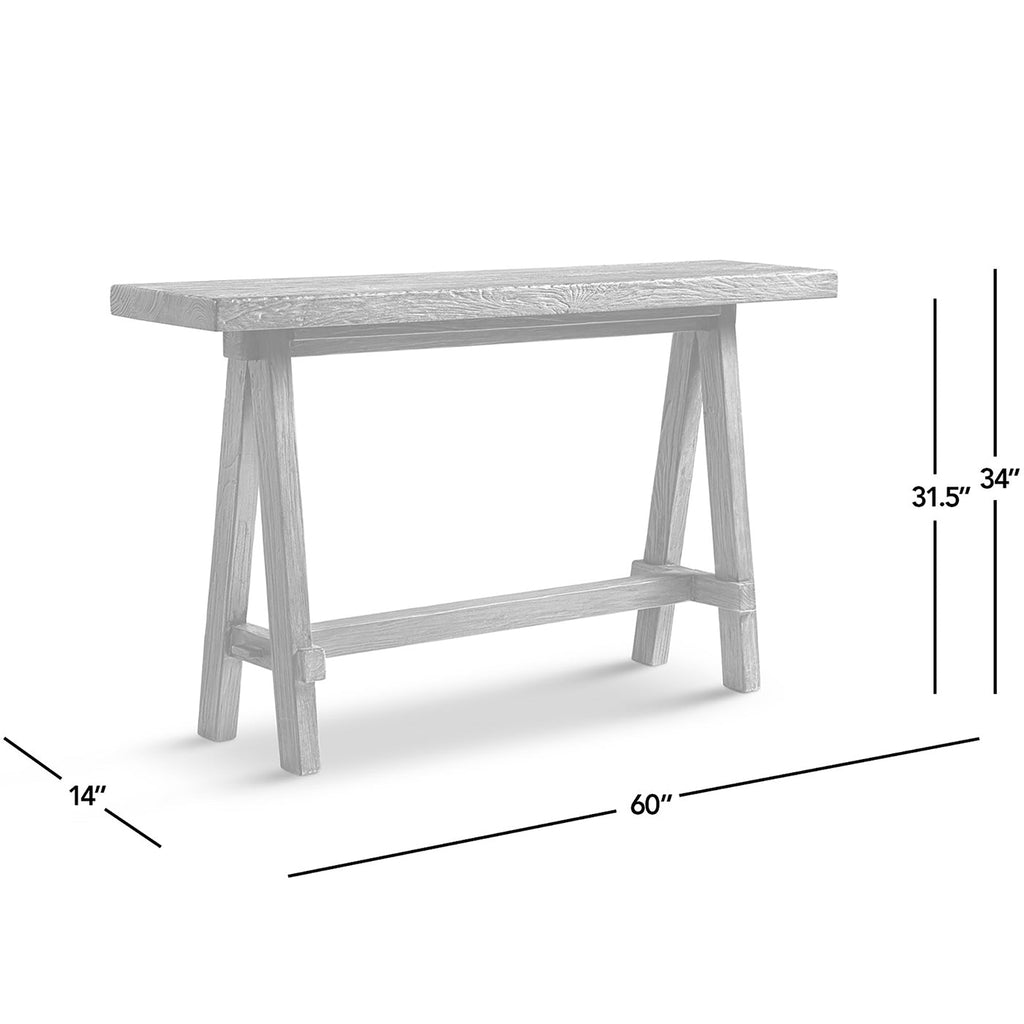 Hawthorne 60'' Solid Reclaimed Elm Trestle Console Table
