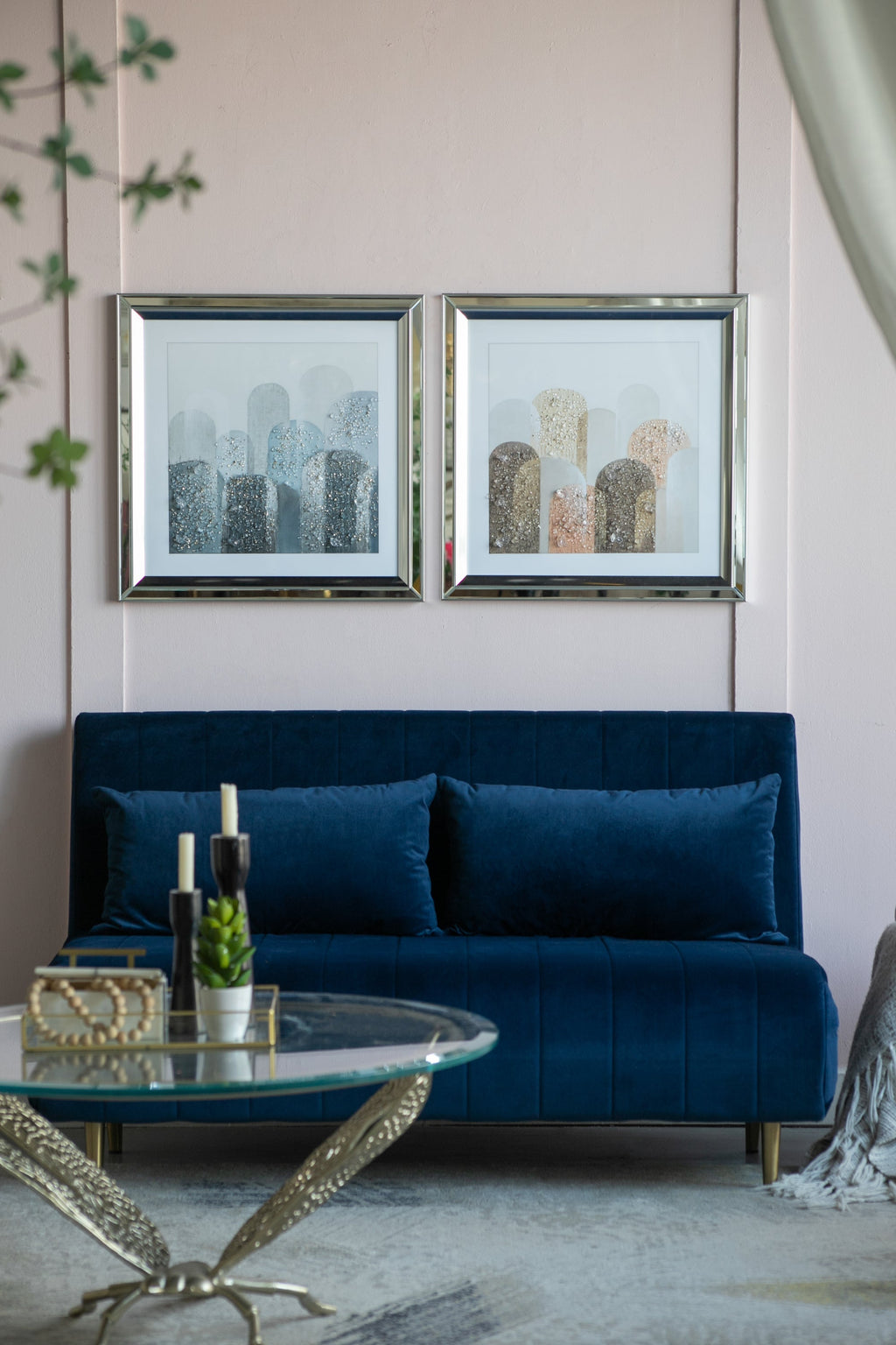S/2 23.6x23.6' Kaiden Crystal Mirror Framed Wall Art