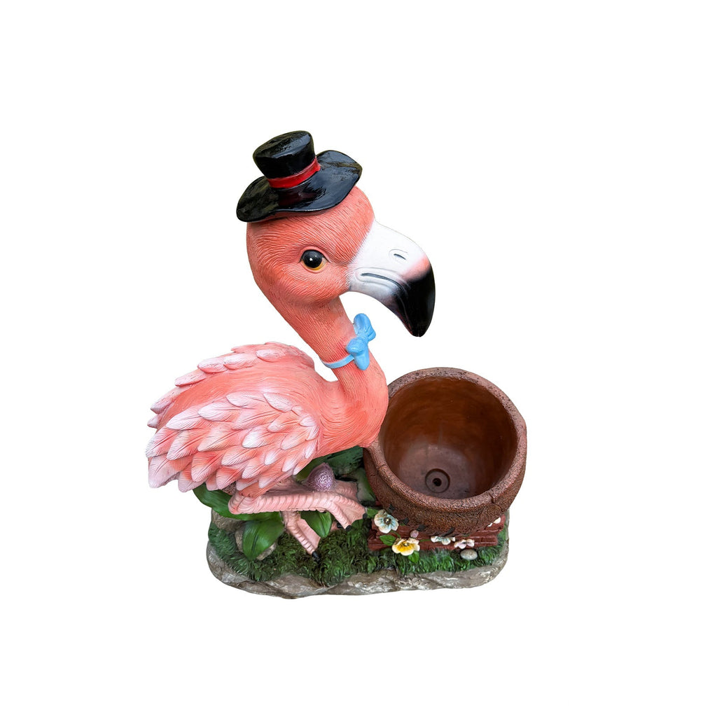 Outdoor Garden Sculpture Flamingo Flower Pot Planter
