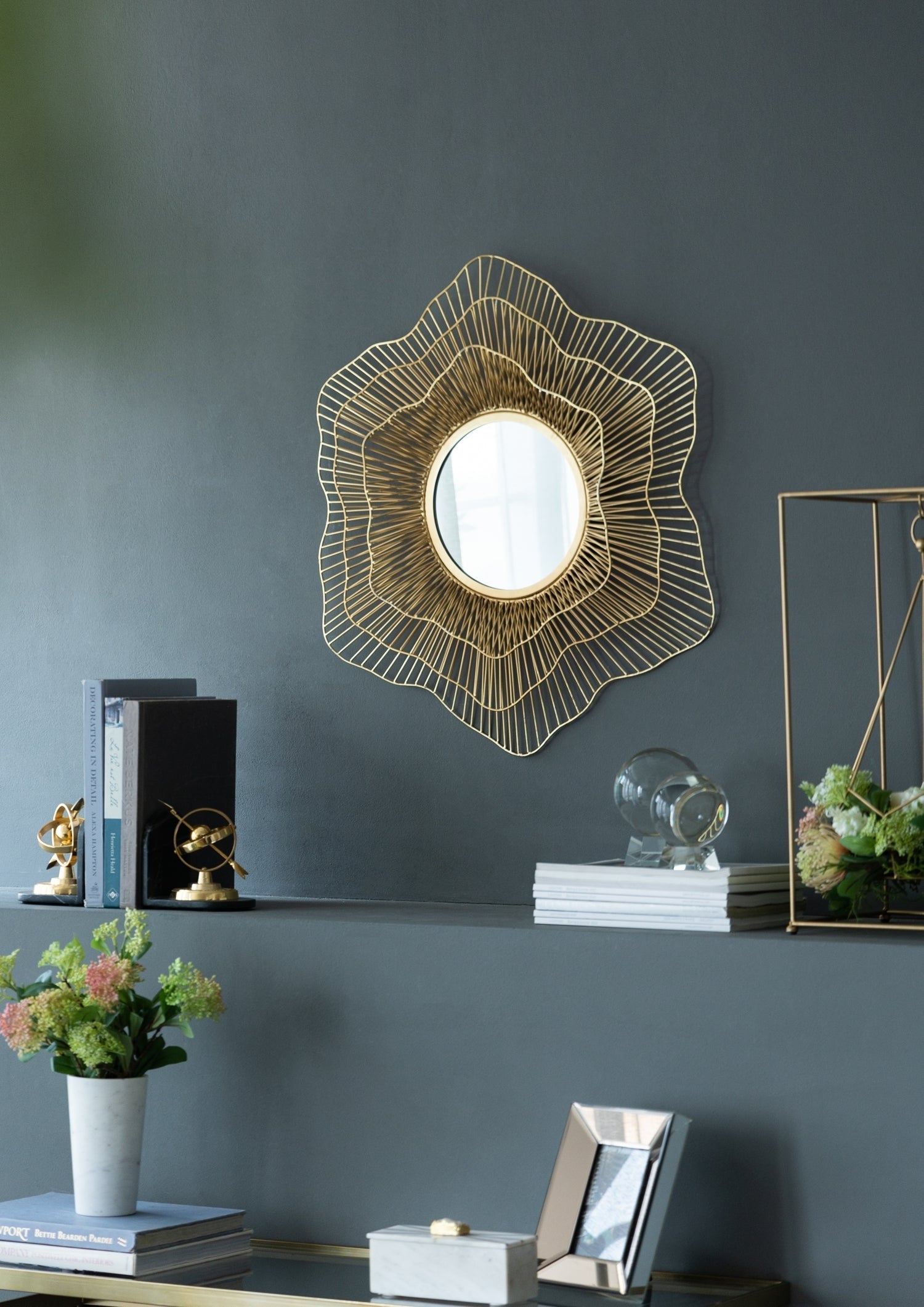 D27x2.4' Metal Starburst Wall Mirror, Wall Mounted Home Decor