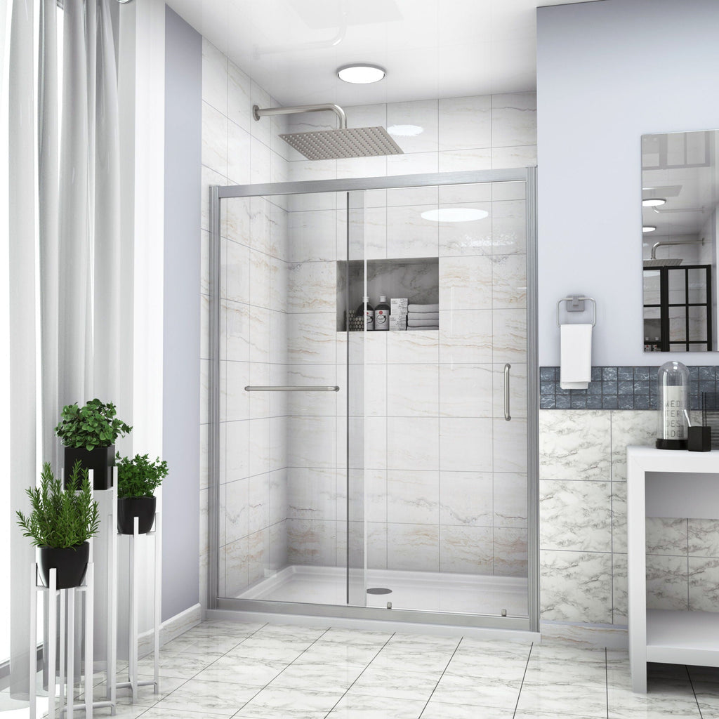 Single Sliding Bypass Shower Door Tempered Glass Enclosure