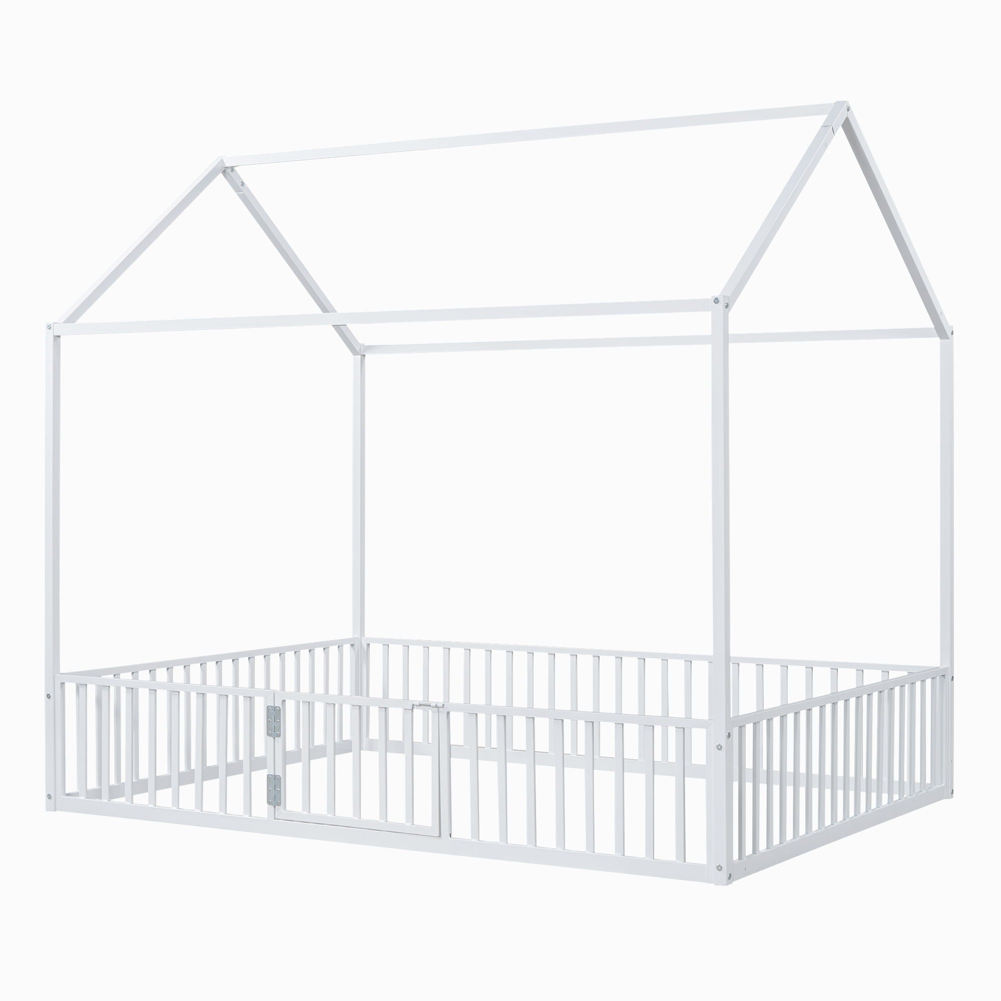 Metal House Bed With Fence And Door