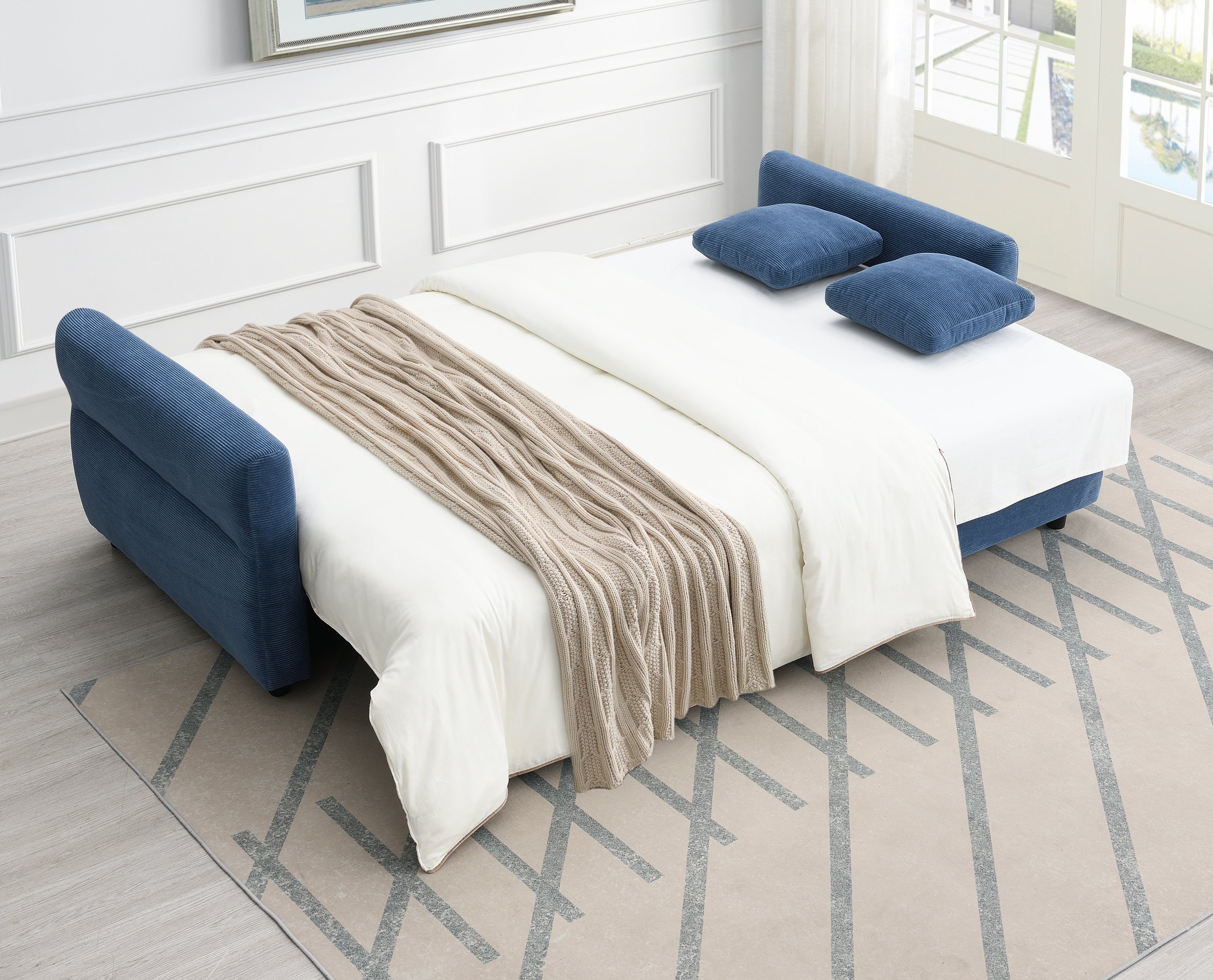 Haran Fabric Pull-Out Sleeper with Storage