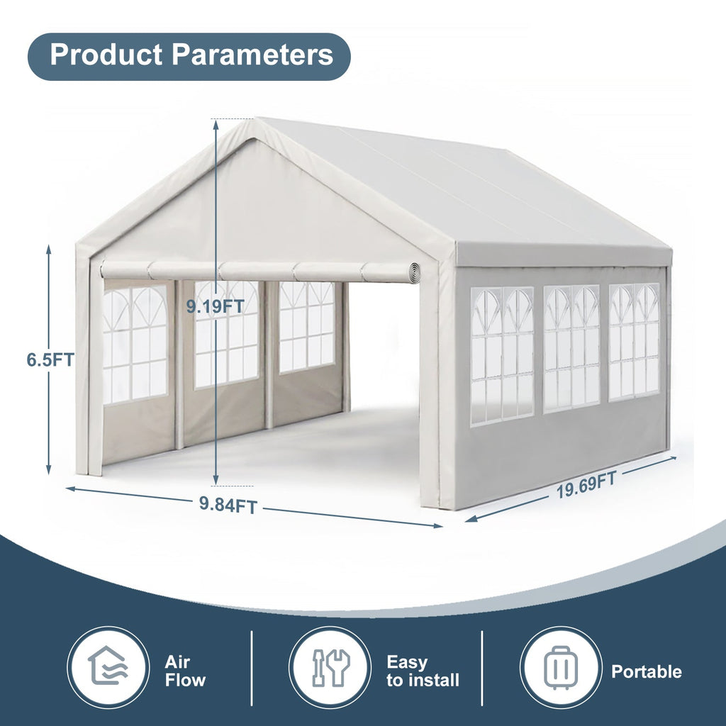 10'x20' Carport Car Canopy Party Tent Outdoor Gazebo