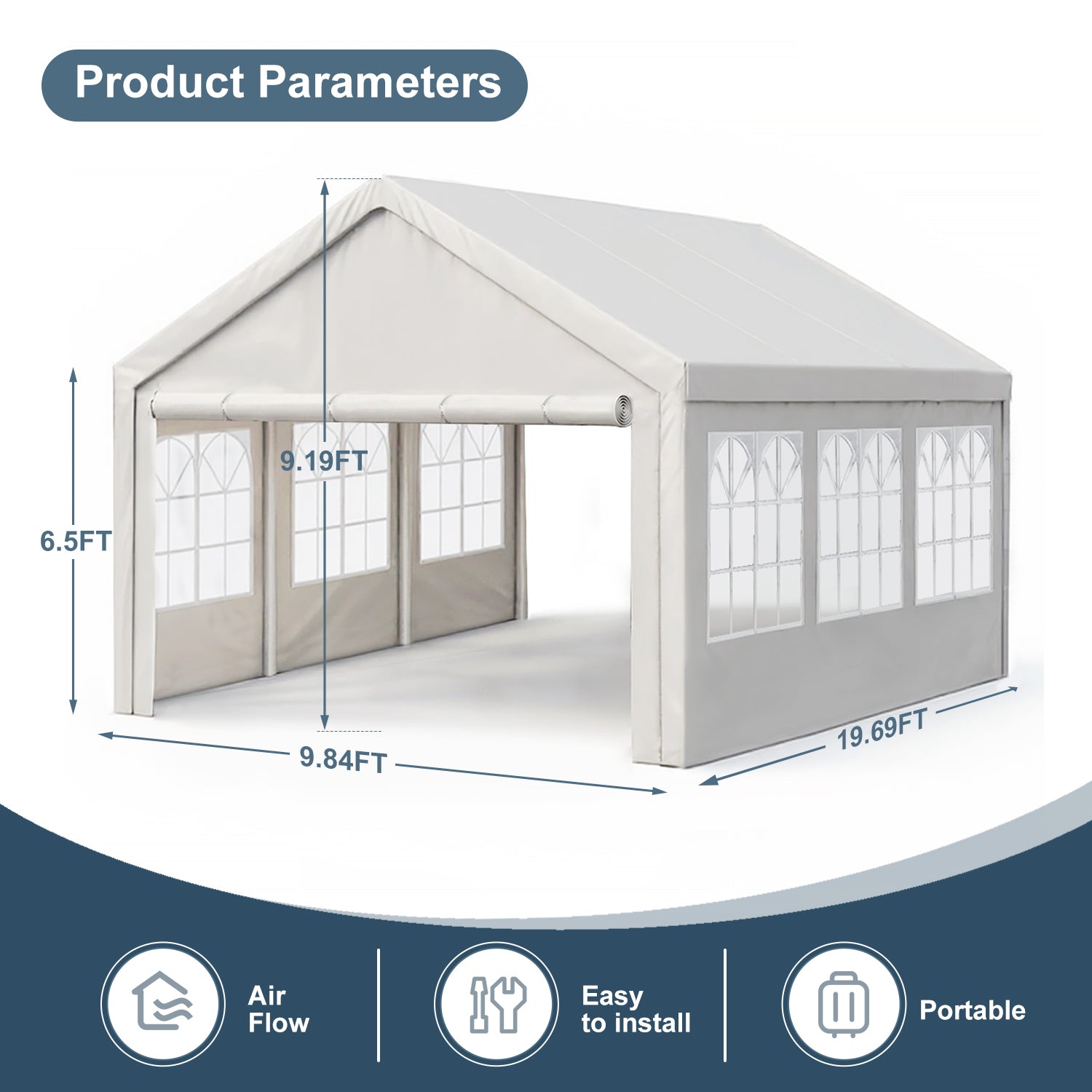 10'x20' Carport Car Canopy Party Tent Outdoor Gazebo