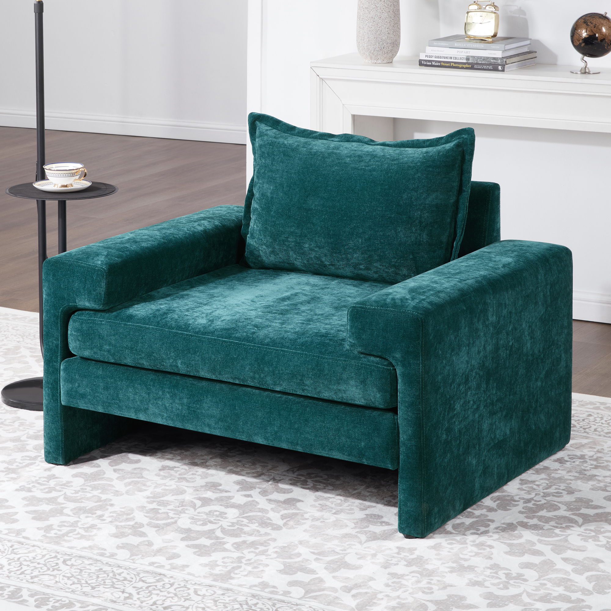 Upholstered Accent Chair With Wide Armrests And Ergonomic Back Support