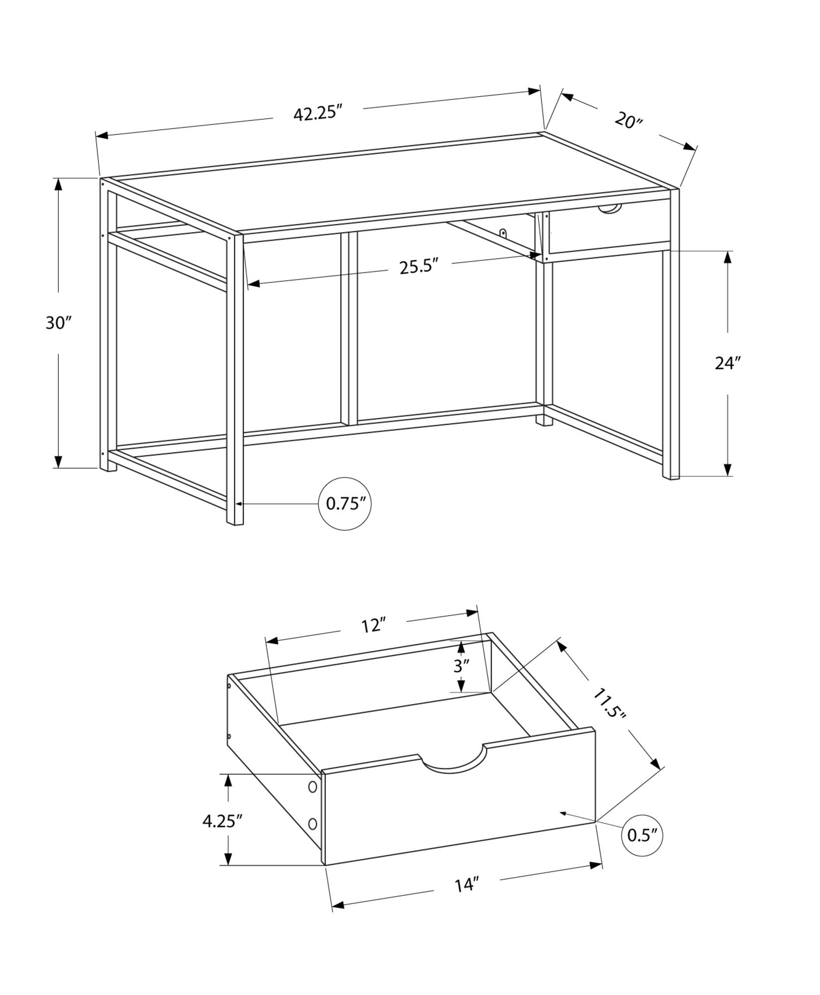 Computer Desk for Home Office, Laptop, 1 Storage Drawer, Contemporary & Modern