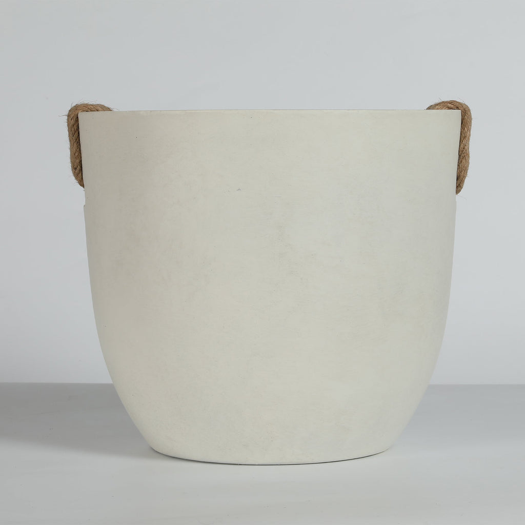 Round Concrete Planter Set of 2, Large Handmade Off White Pots