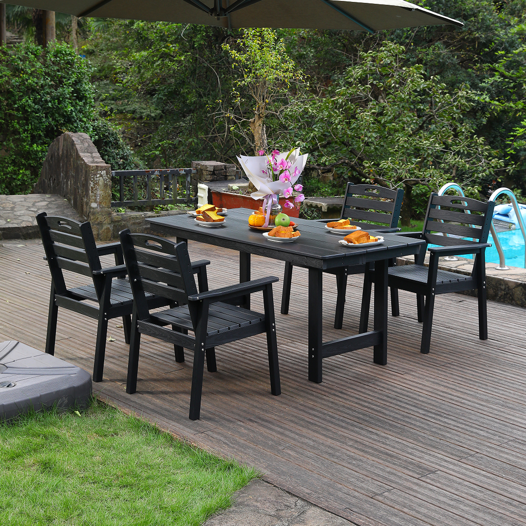 HDPE Outdoor Patio Dining Set - Table and Four Chairs