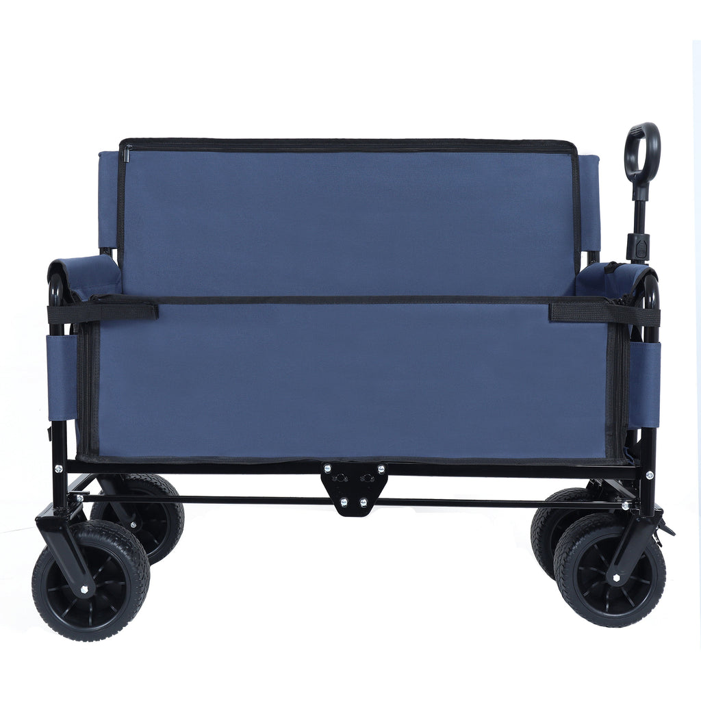 3-in-1 Convertible Folding Wagon Cart with Bench Seat & Storage