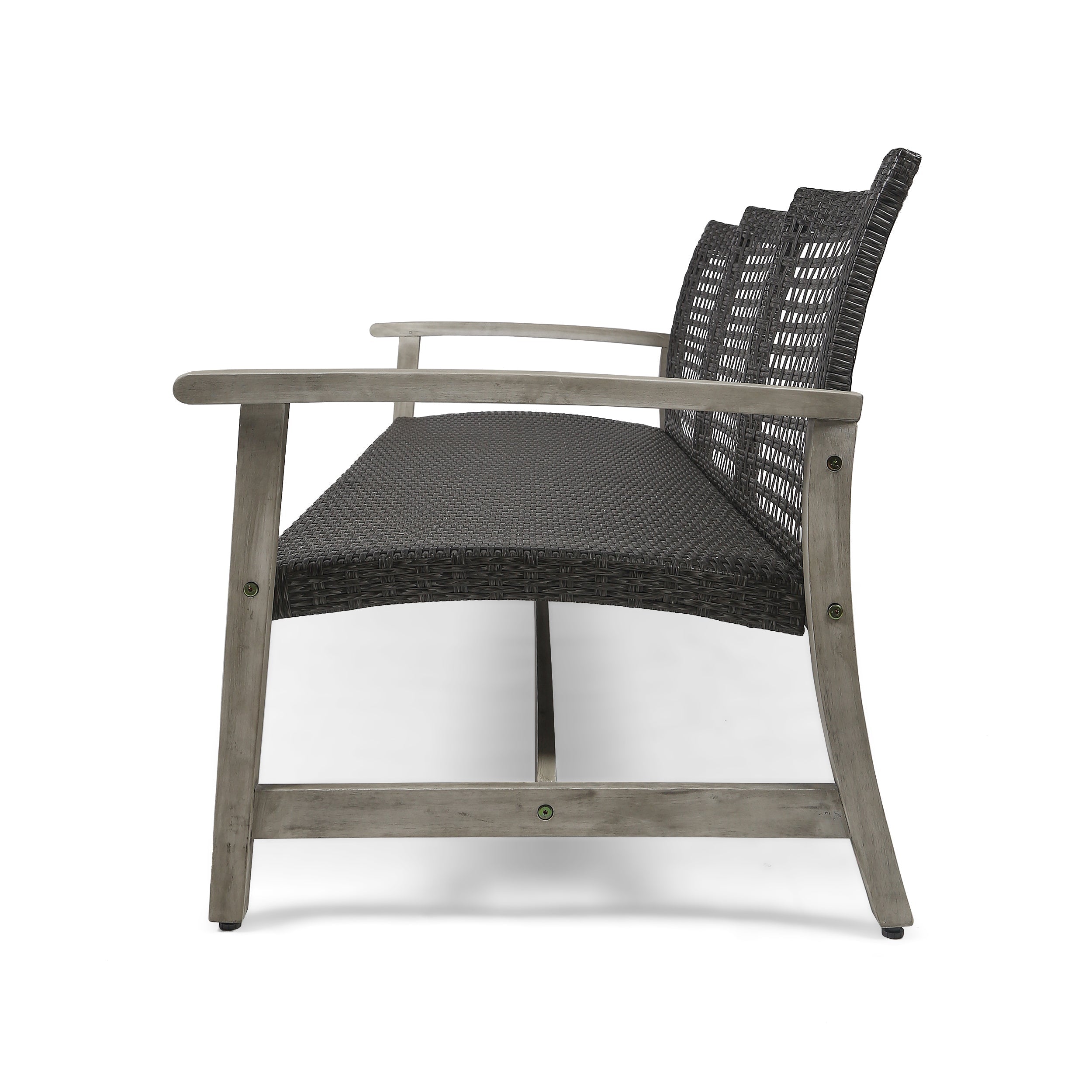 Outdoor Acacia Wood Wicker 3 Seater Sofa