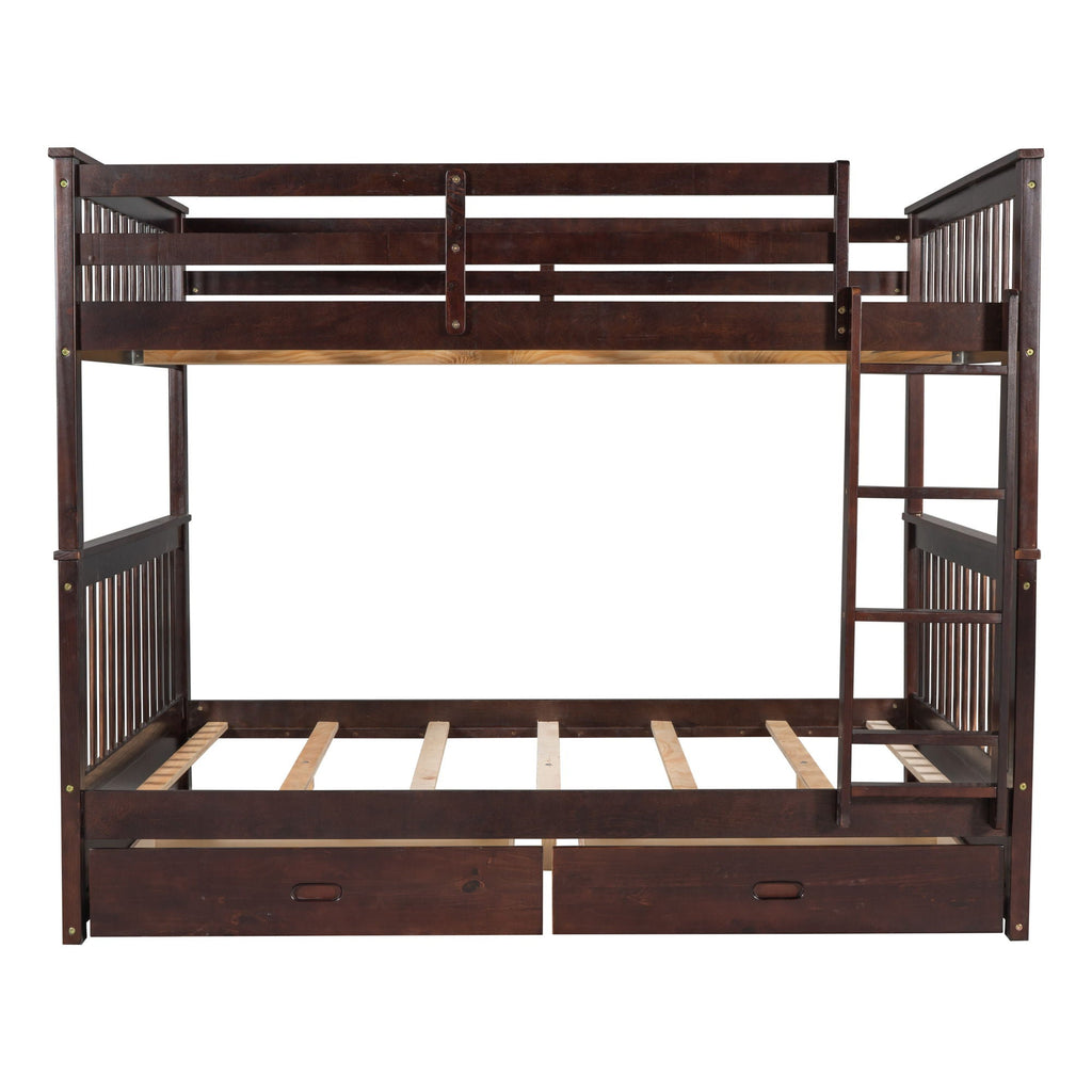 Bunk Bed With Ladders And 2 Storage Drawers