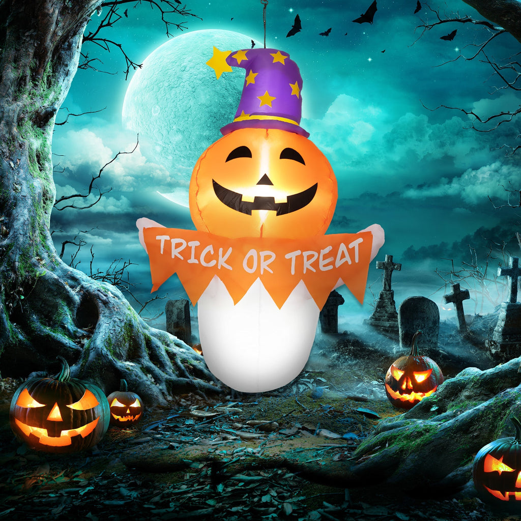Inflatable Halloween Window Sticker Ghost with LED Lights – 41.3" Tall