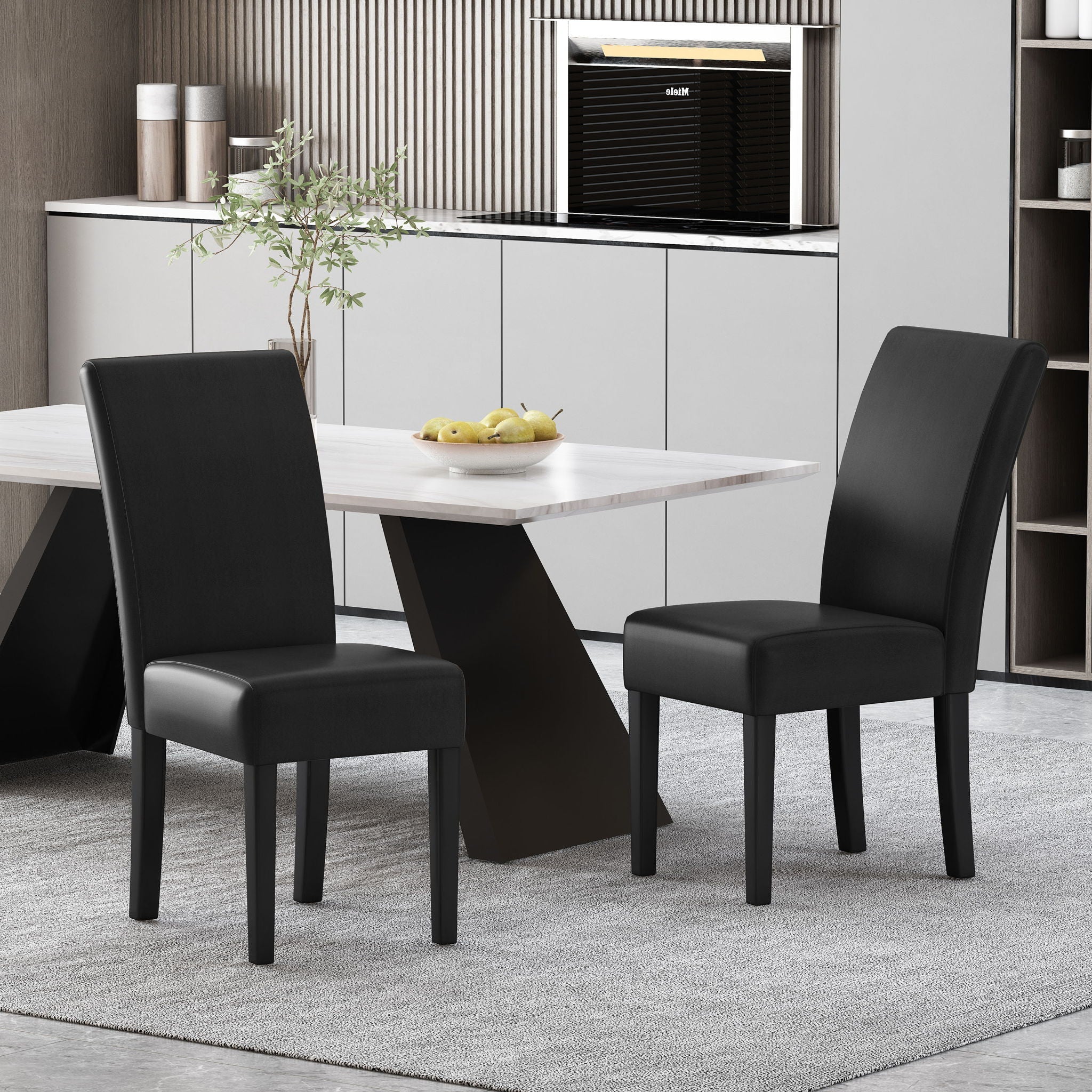Contemporary Dining Chair With Rubberwood Legs (Set of 2)