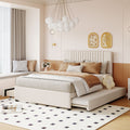 Upholstered Platform Bed With Drawers, Classic Headboard Design