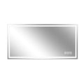 LED Bathroom Vanity Wall Mirror With Straight Edge Design, Frosted Glass Finish, Anti Fog, Dimmable 3 Color Lighting - Silver
