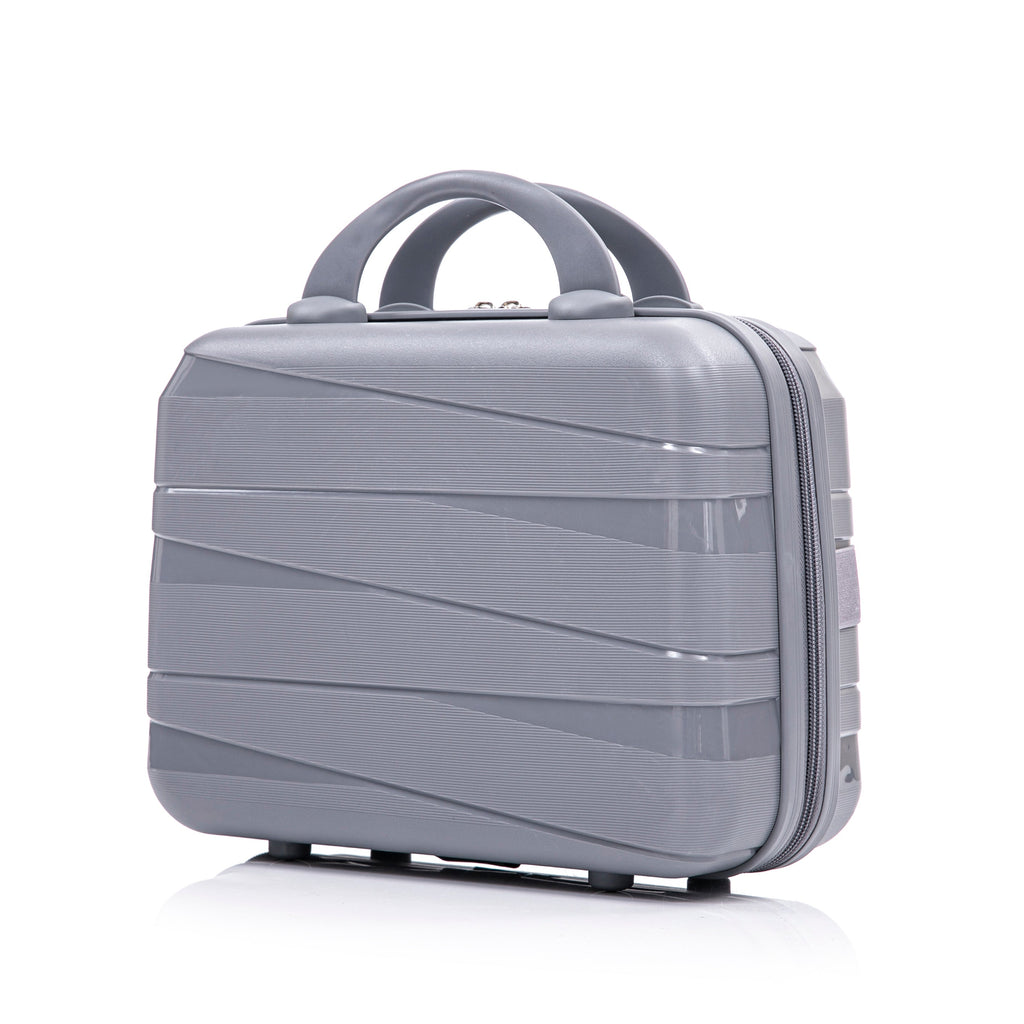 4-Piece PP Spinner Wheel Luggage Set with Cosmetic Case, Light Gray