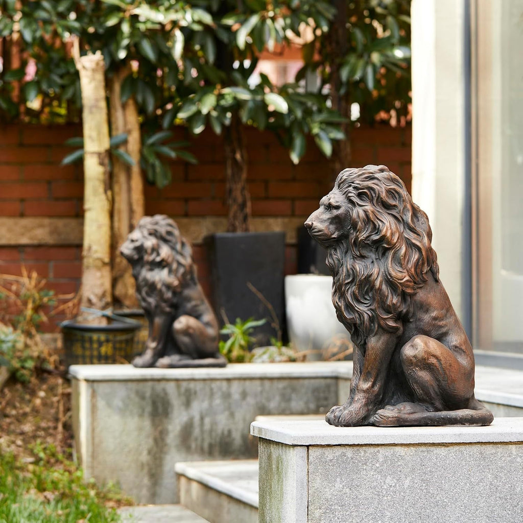 20.5" Resin Lion Statue, Outdoor and Indoor Decorative Sculpture
