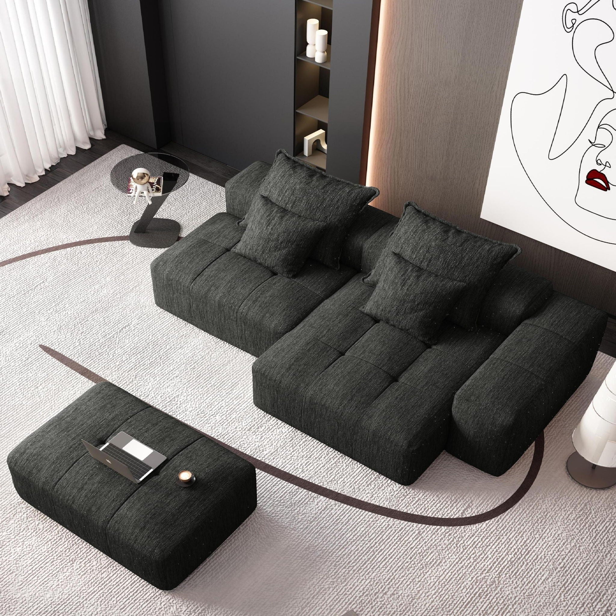 Modern Oversized DIY Combination Modular Sectional Sofa With Pillows