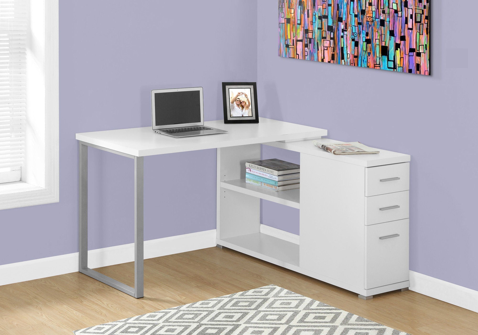 L-Shape Computer Desk with Storage Drawers