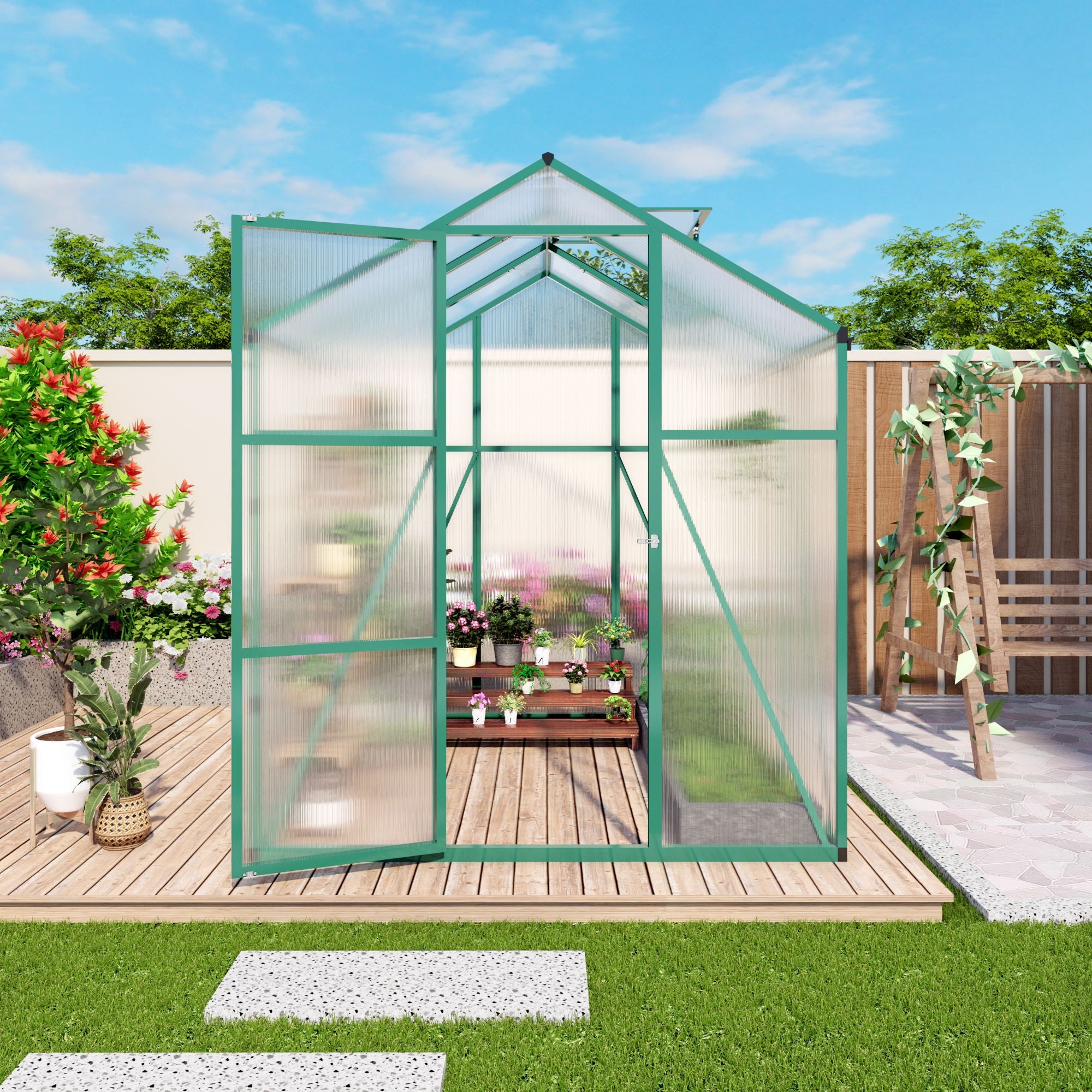 Polycarbonate Walk-In house, Raised Base For Outdoor In All Season