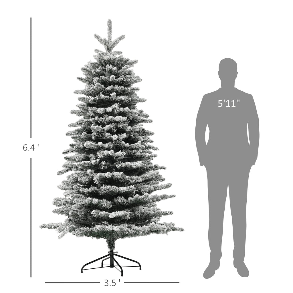6.5 Ft Pre-Lit Snow Flocked Mountain Pine Artificial Christmas Tree