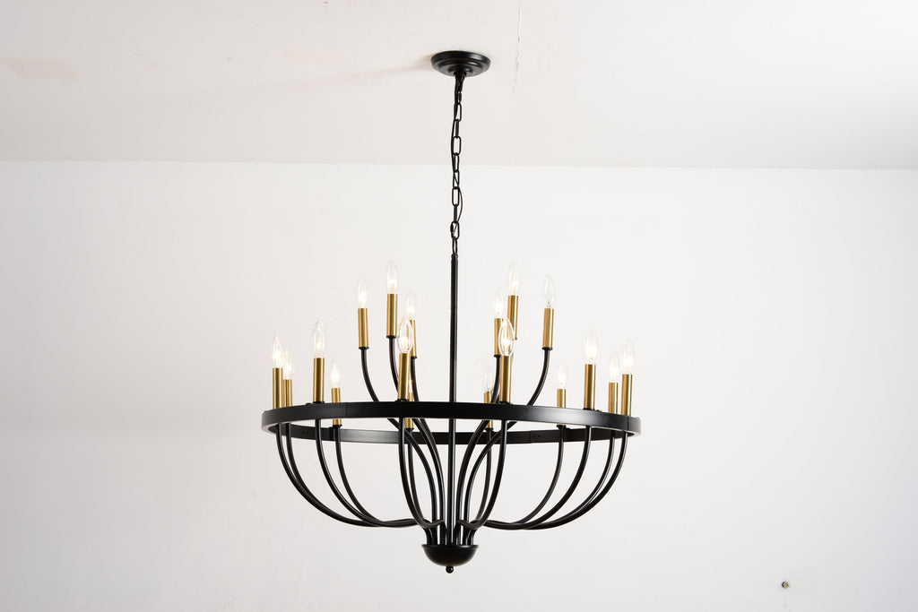 15-Light Industrial Iron Candle Chandelier Modern Farmhouse Pendant Light