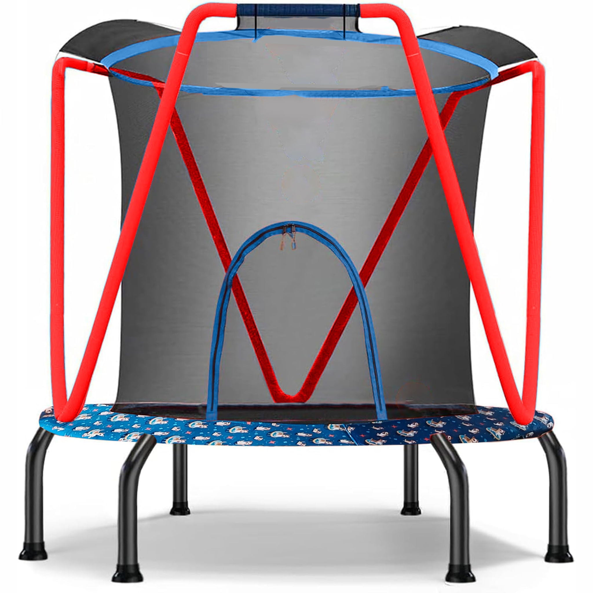 Trampoline, Toddler Indoor / Outdoor With Heighten Net, No Gap Design For Kids - Baby Blue