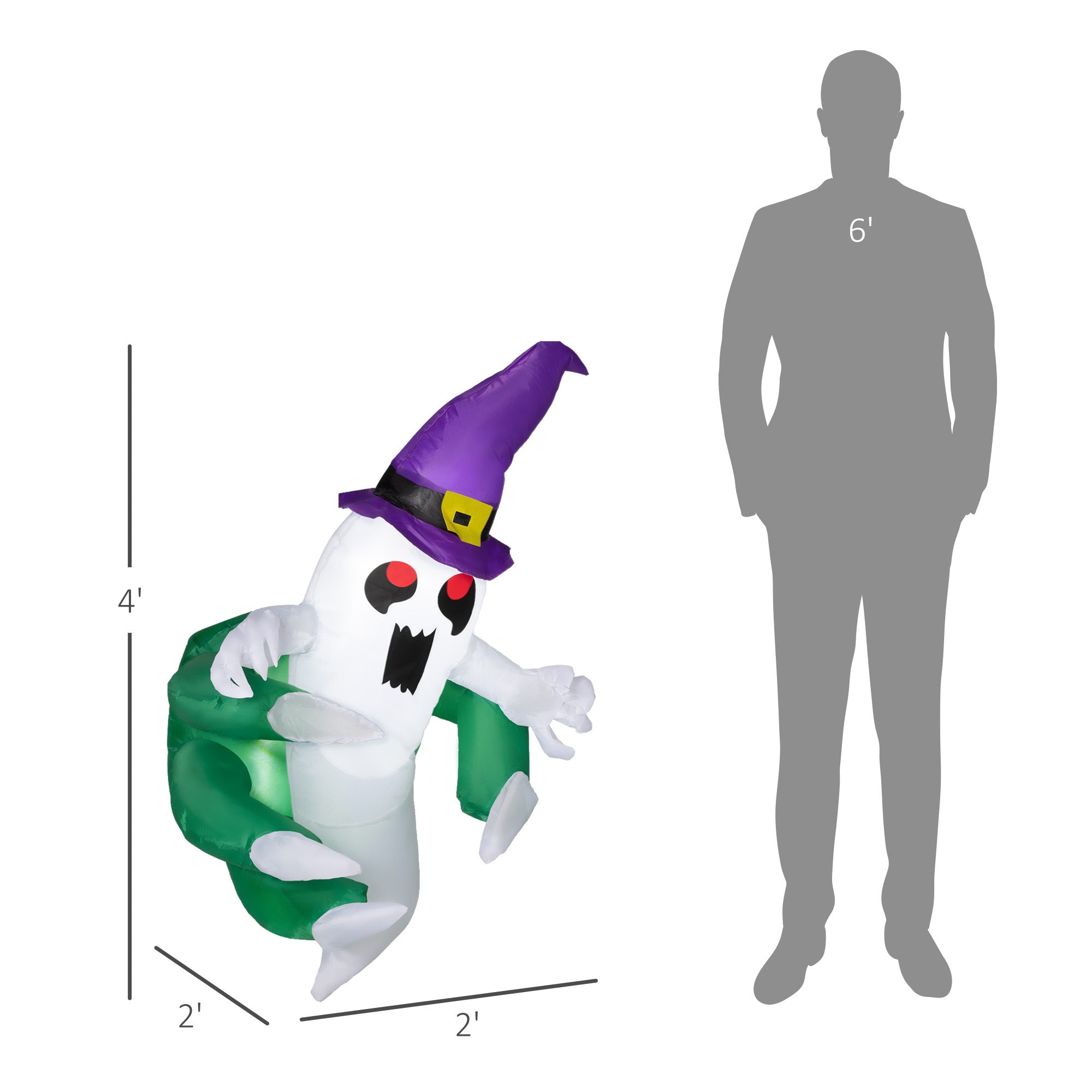 4ft Animated Window-Cling Inflatable Ghost with LED Illumination