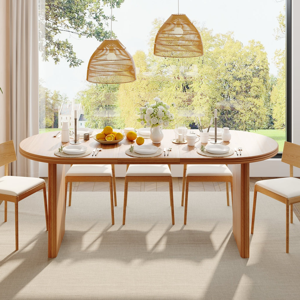 Modern Extendable Dining Table with Removable Extension Leaves