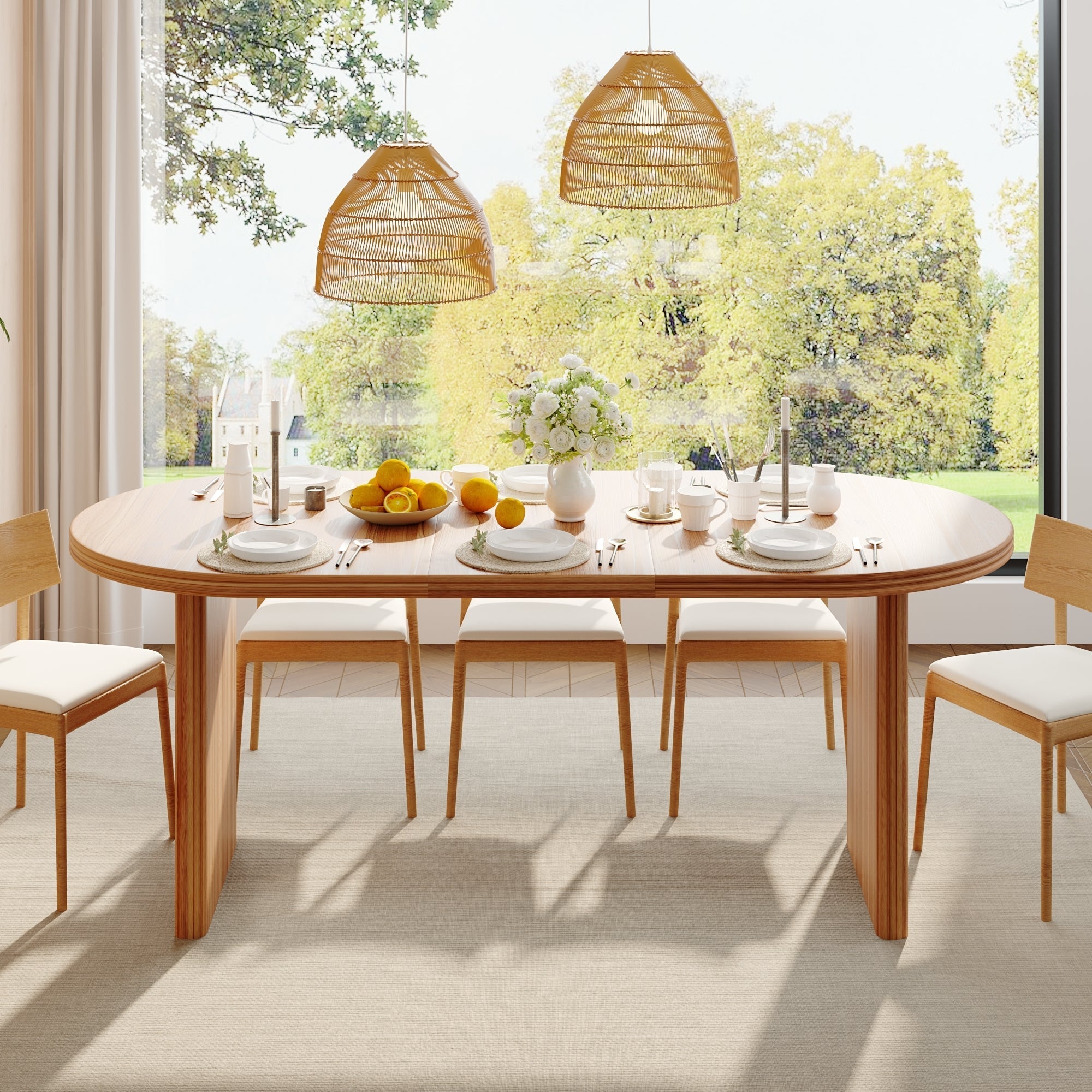 Modern Extendable Dining Table with Removable Extension Leaves